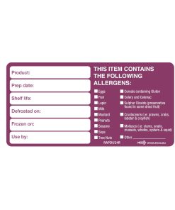 PRODUCT/SHELF LIFE ALLERGEN LABELS