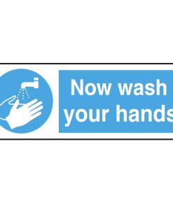 Now Wash Your Hands text and symbol vinyl sticker