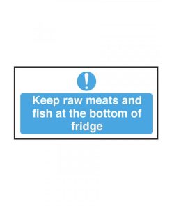 Keep Raw Meats and Fish at the Bottom of the Fridge Notice