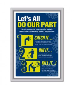 Framed Catch it kill it bin it poster A4