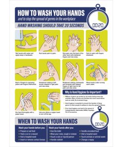 How to wash your hands in the workplace poster A4 size