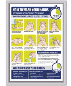Framed How to wash your hands in the workplace poste A4 framed