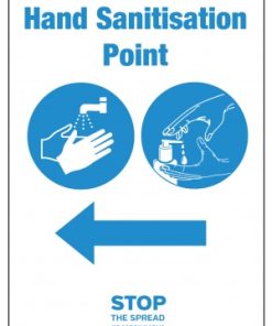 Your nearest Hand Sanitation Point Station arrow right vinyl sticker A5