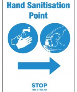 Your nearest Hand Sanitation Point Station arrow left vinyl sticker A4