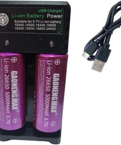 PUJIMAX 26650 Charger Set with Rechargeable Battery 5000mAh, 3.7V Output, 2-Slot Battery Charger
