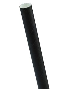 BLACK COMPOSTABLE PAPER SMOOTHIE STRAWS 9" x 8mm (x250)